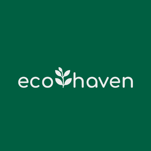 ecohaven logo with sprig of leaves and a bud separating eco from haven