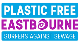 plastic free eastbourne logo. also says surfers against sewage